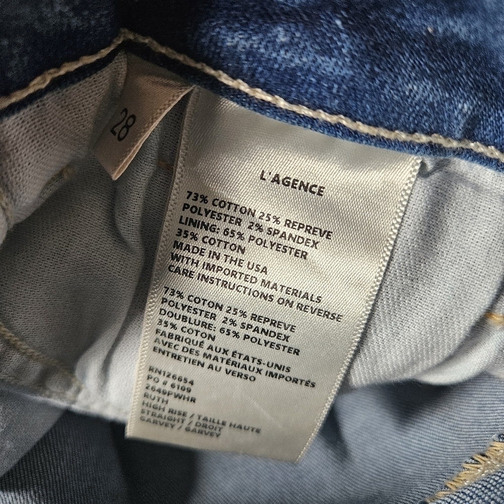 L'agence Blue Denim Ruth High Rise Straight Jeans In Garvey - Picture 11 of 12